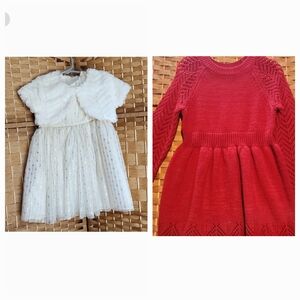 Valentines, Occasion Toddler, 3T Red & Off-White Sparkling Dresses
